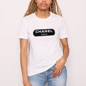 New Chanel Uniform Cotton White T-shirt